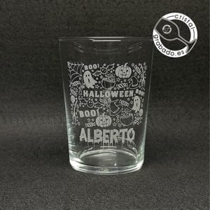 Vaso personalizado con motivo de Halloween con nombre del invitado